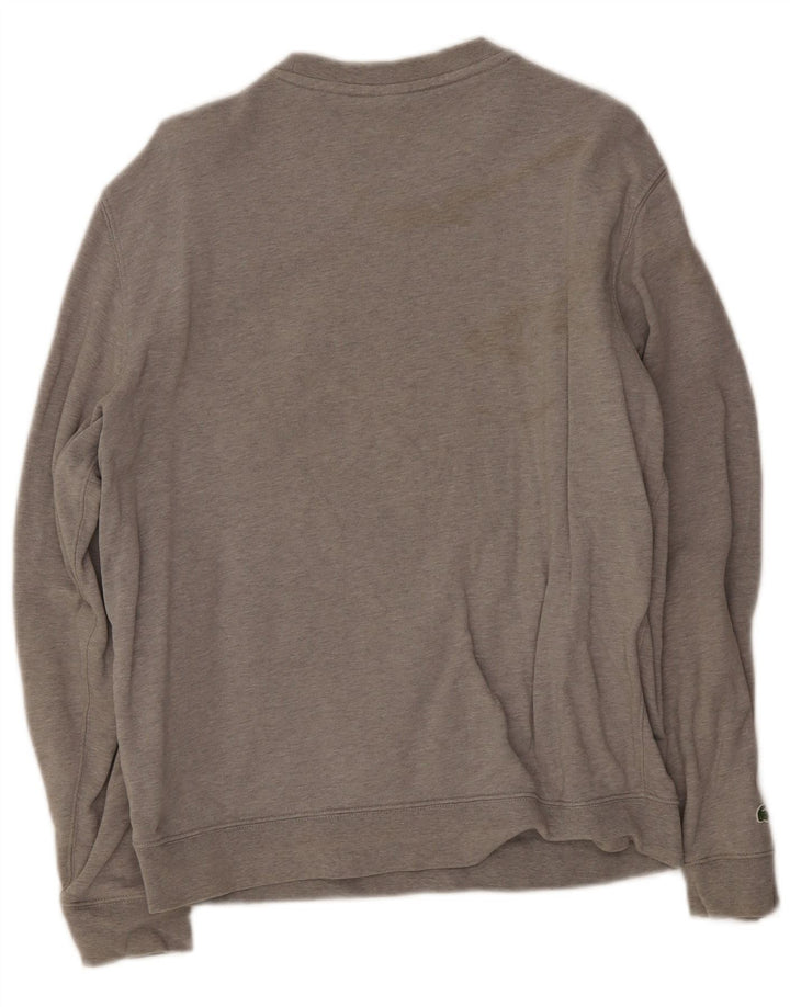 Felpa grafica da uomo Lacoste, taglia 5, grande, cotone grigio