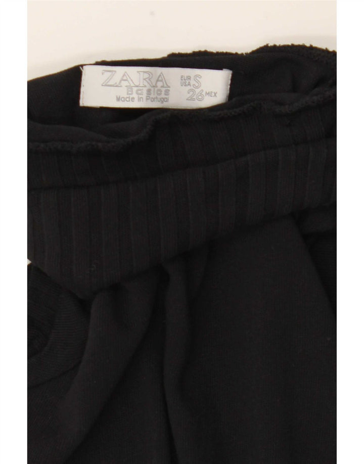 Maglione Zara da donna a maniche corte con collo e bottoni UK 8 piccolo nero