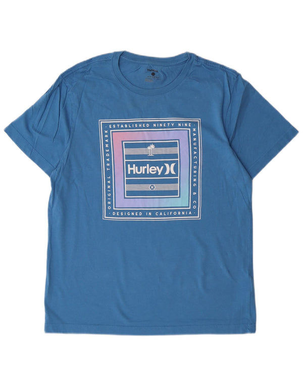 T-shirt grafica da uomo Hurley Top in cotone blu medio
