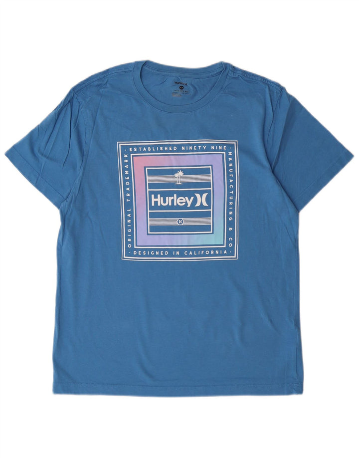 T-shirt grafica da uomo Hurley Top in cotone blu medio