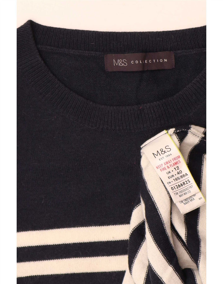 Maglione maglione con scollo a barca da donna Marks & Spencer UK 12 medio blu navy
