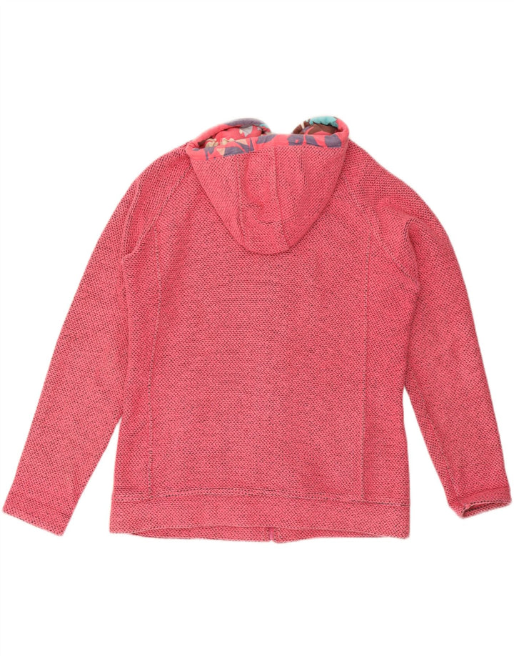 WEIRD FISH Maglione con cappuccio e zip da donna UK 16 Grande cotone rosa