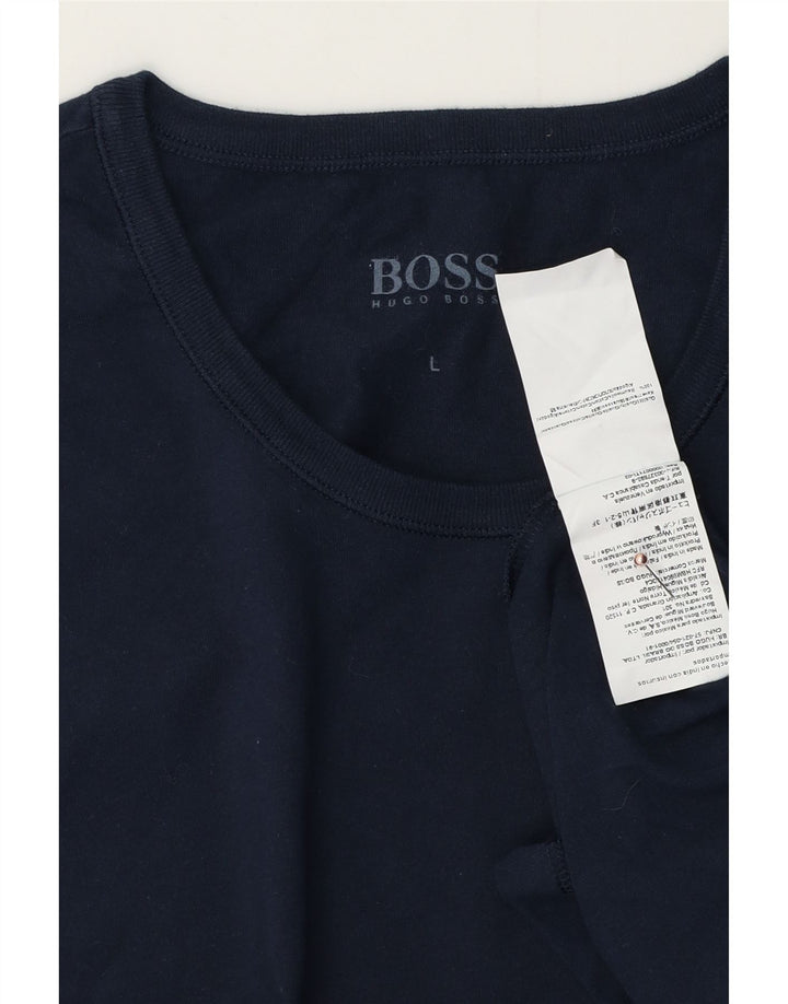 T-shirt da uomo Hugo Boss Top Large in cotone blu navy