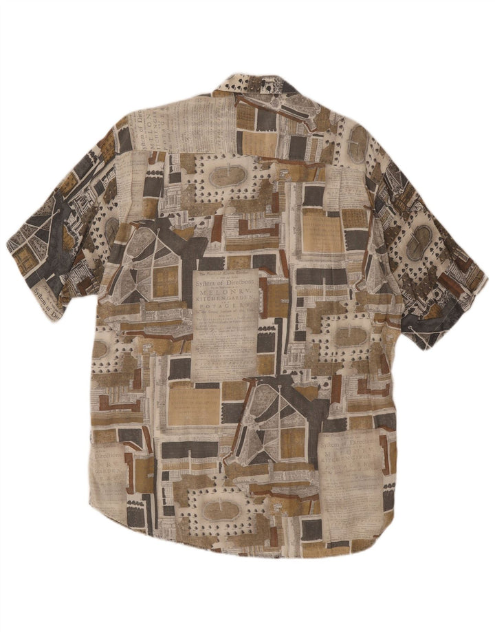 MCDAVIS Mens Short Sleeve Shirt Medium Grey Patchwork