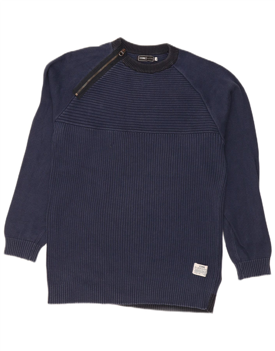 JACK & JONES Maglione da uomo Core con zip e collo XL a blocchi di colore blu navy