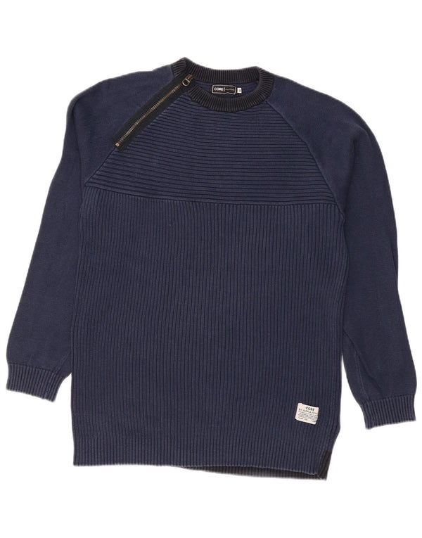 JACK & JONES Maglione da uomo Core con zip e collo XL a blocchi di colore blu navy