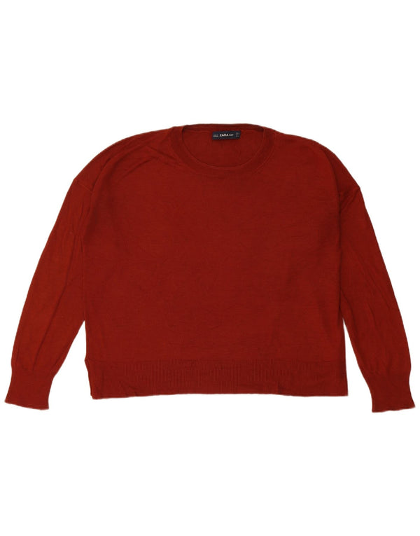 Maglione maglione oversize con scollo a barca da donna Zara UK 10 piccolo bordeaux
