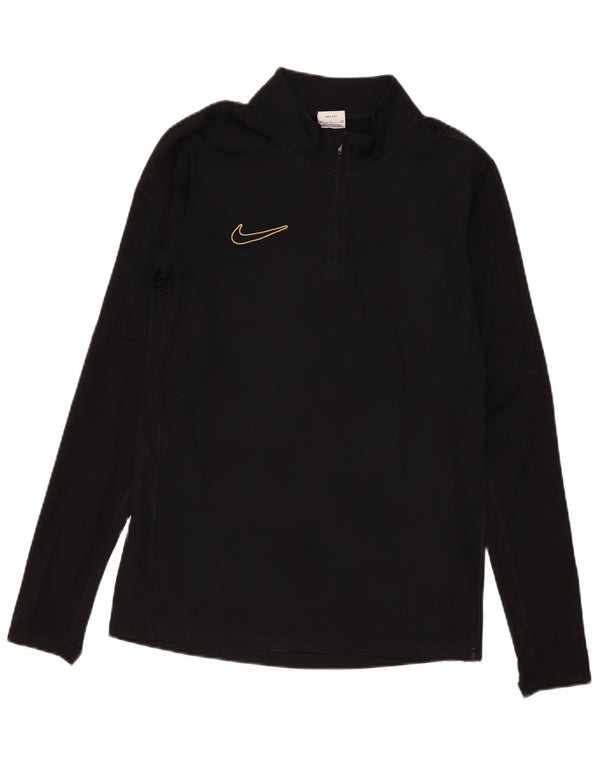 Tuta da ginnastica Nike Dri Fit da uomo con collo e zip, piccola, in poliestere nero