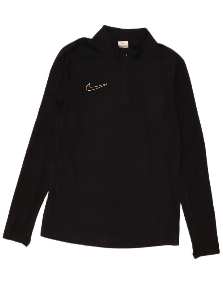 Tuta da ginnastica Nike Dri Fit da uomo con collo e zip, piccola, in poliestere nero