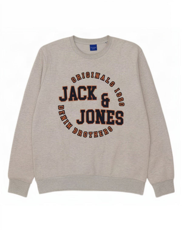 Jack & Jones Felpa grafica da uomo Maglione XL Cotone chiazzato grigio