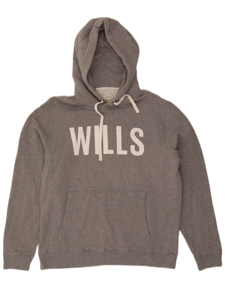 Maglione con cappuccio grafico da uomo Jack Wills grande in cotone grigio