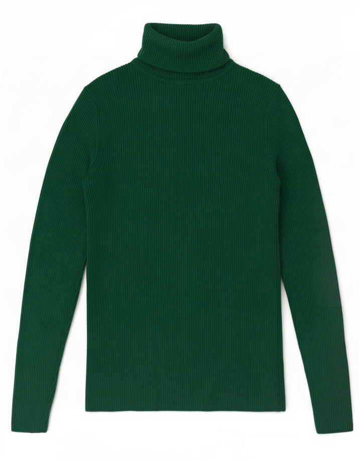 Maglione maglione a collo alto da donna Marks & Spencer UK 10 piccolo verde viscosa