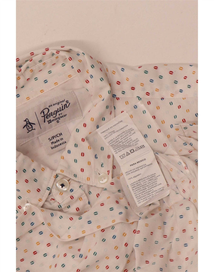 Camicia da uomo Pinguino piccola in cotone maculato bianco