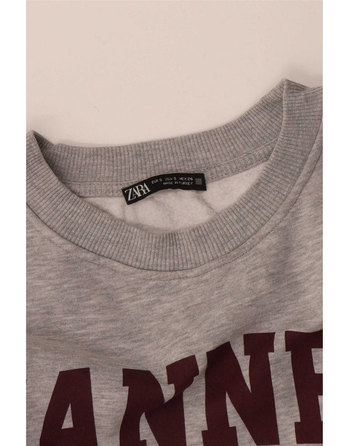 Felpa con grafica Zara da donna, maglione UK 10, piccola, grigia chiazzata