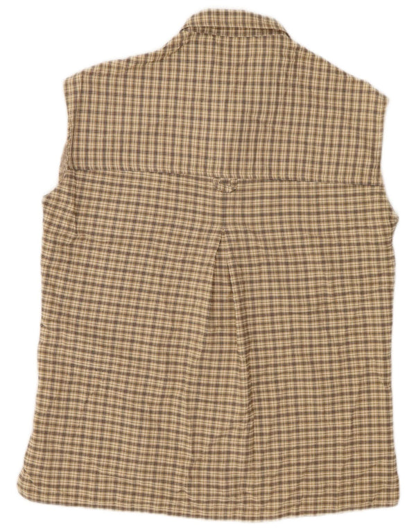 JACK WOLFSKIN Camicia senza maniche da donna UK 10 Piccolo poliestere a quadri beige