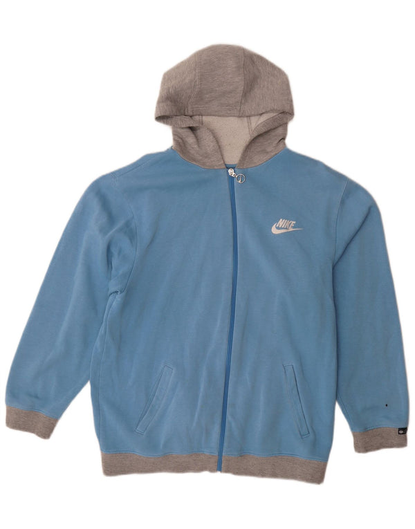 Felpa con cappuccio e zip Nike da ragazzo, 13-14 anni, XL, in cotone color block blu