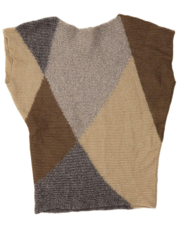 BENETTON Maglione da donna con scollo a barca UK 14 medio multicolore