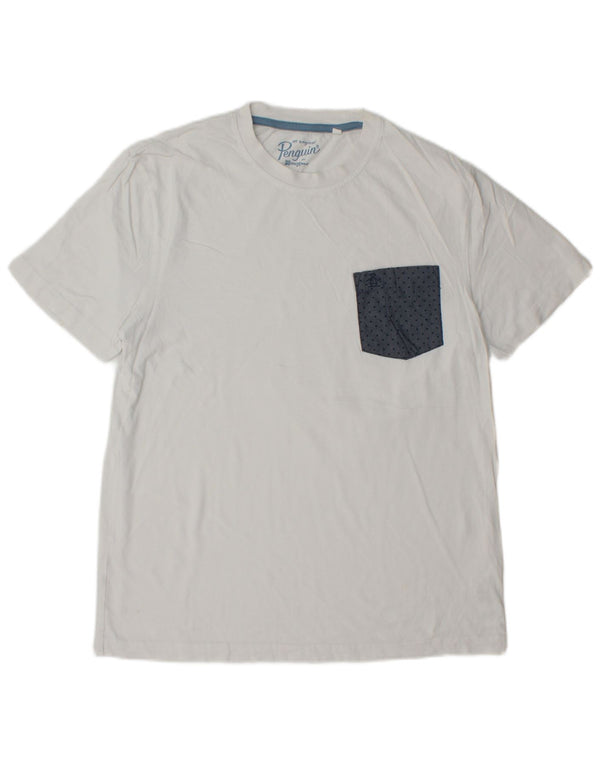 PINGUIN T-shirt da uomo Top grande in cotone maculato bianco