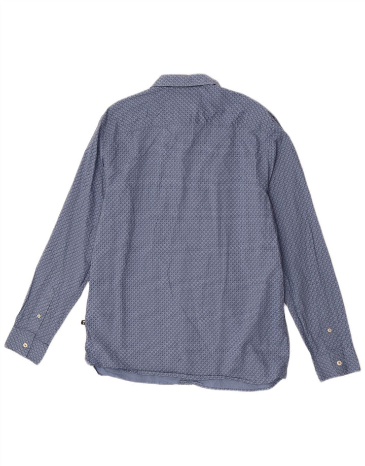 Camicia da uomo Ted Baker taglia 4 grande cotone geometrico blu