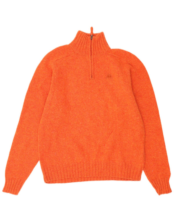 Maglione Kappa da uomo con zip e collo, colore arancione medio, in lana vergine