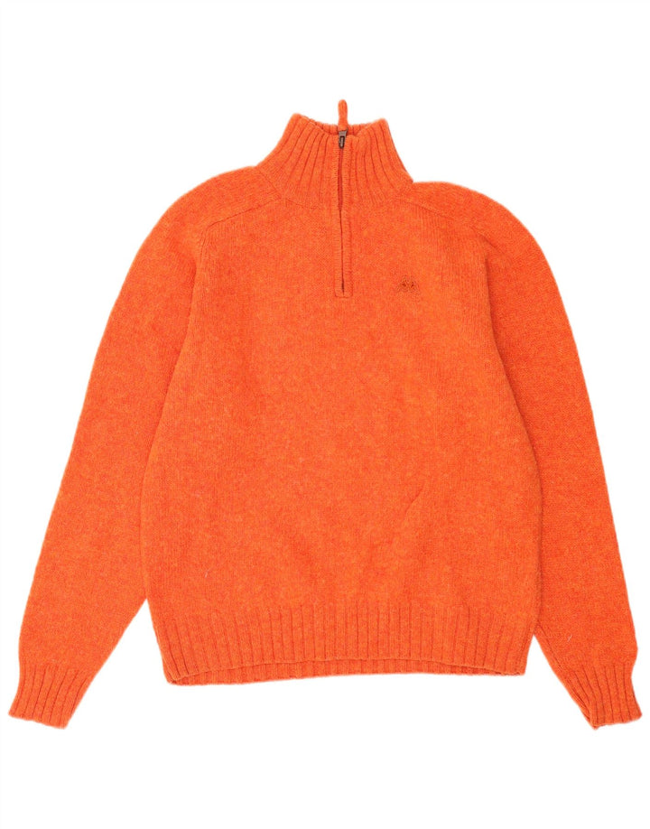 Maglione Kappa da uomo con zip e collo, colore arancione medio, in lana vergine
