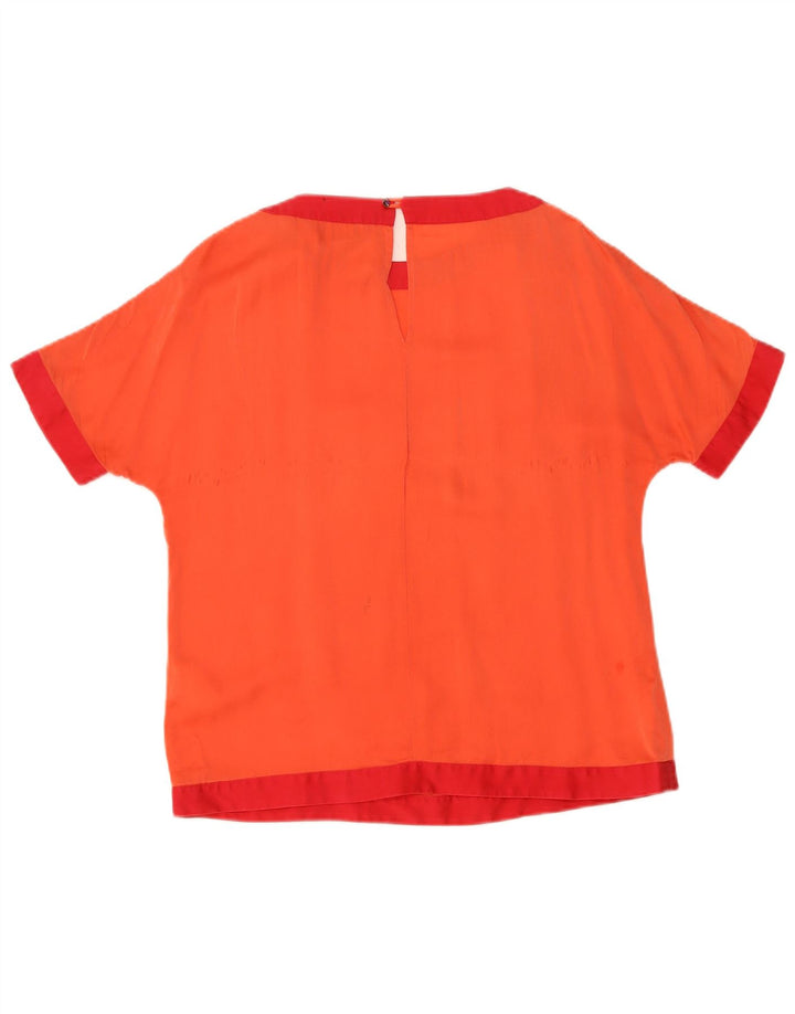 Camicetta oversize da donna Cavalli US 1 XS arancione color block in seta