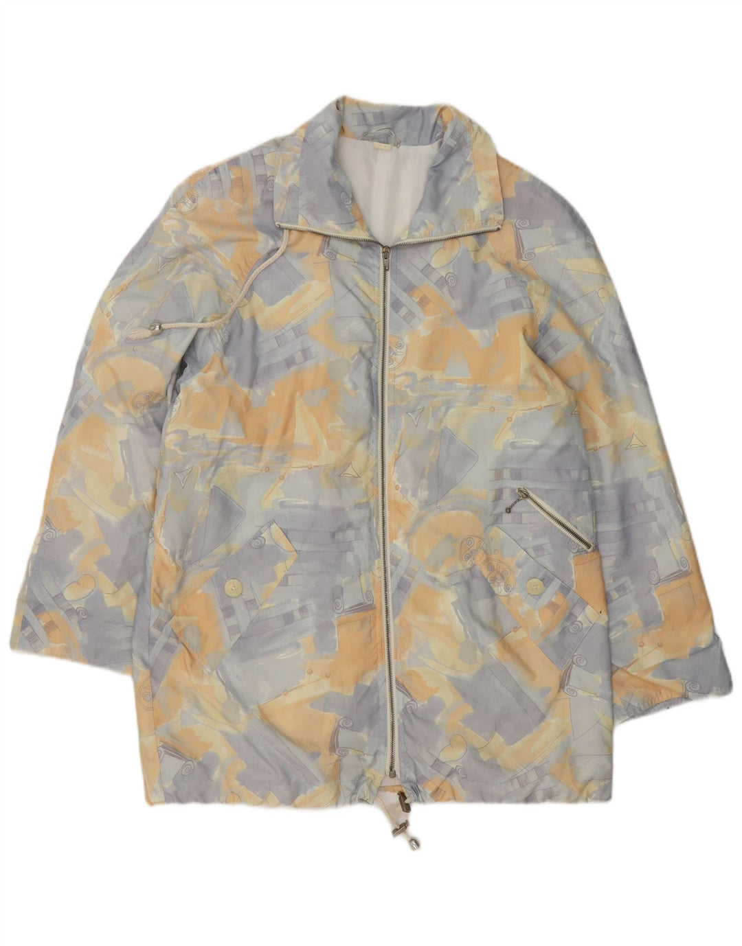 Cappotto vintage da donna con motivo astratto, giacca a vento, taglia EU 42, grande, multicolore