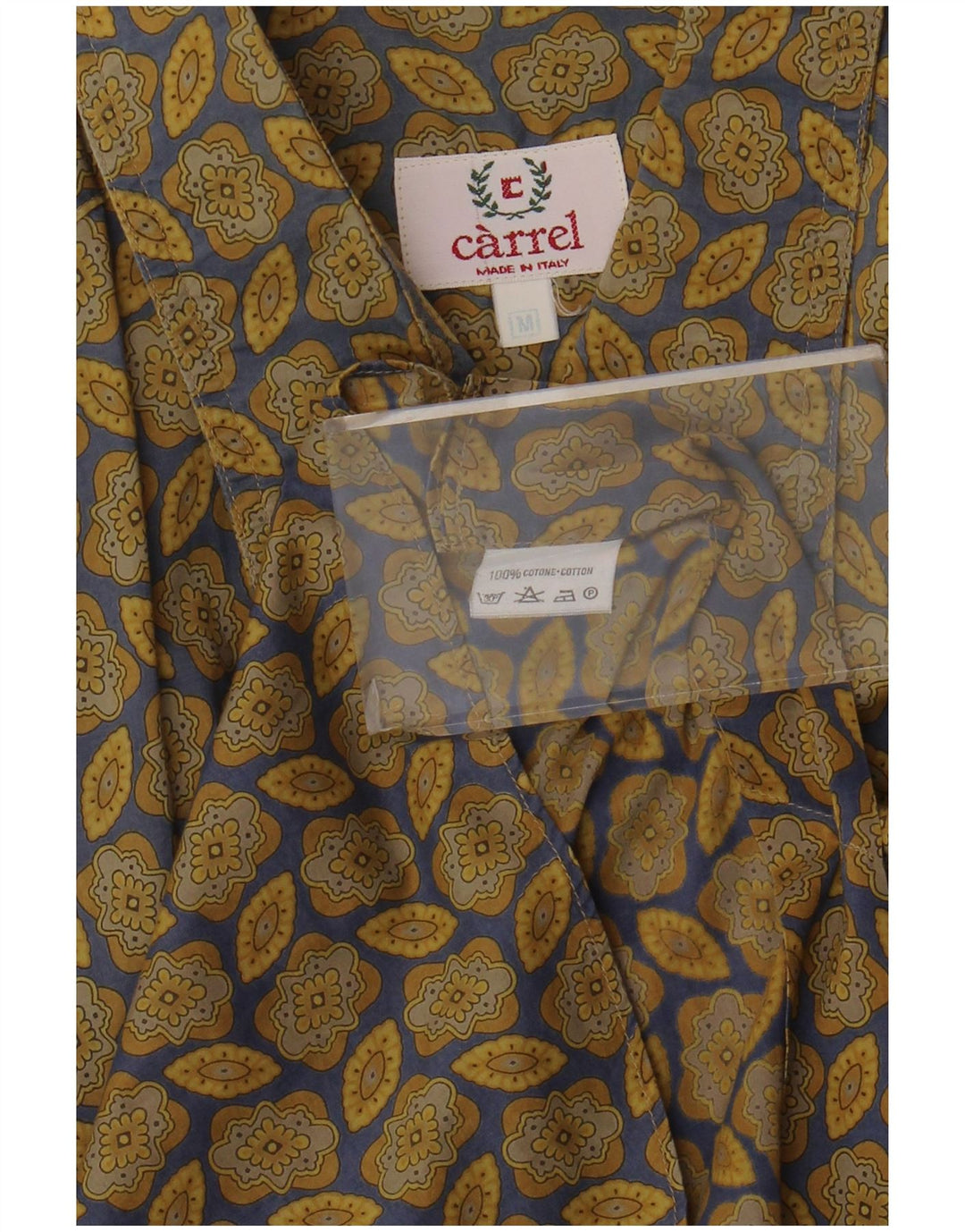 Camicia a maniche corte da uomo Carrel in cotone floreale kaki medio