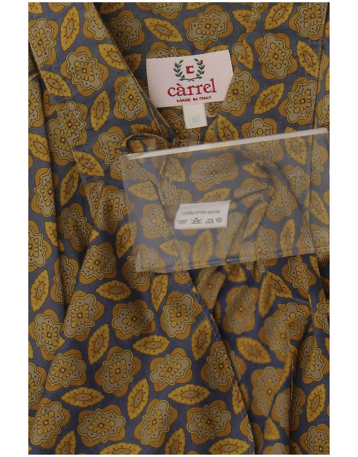 Camicia a maniche corte da uomo Carrel in cotone floreale kaki medio