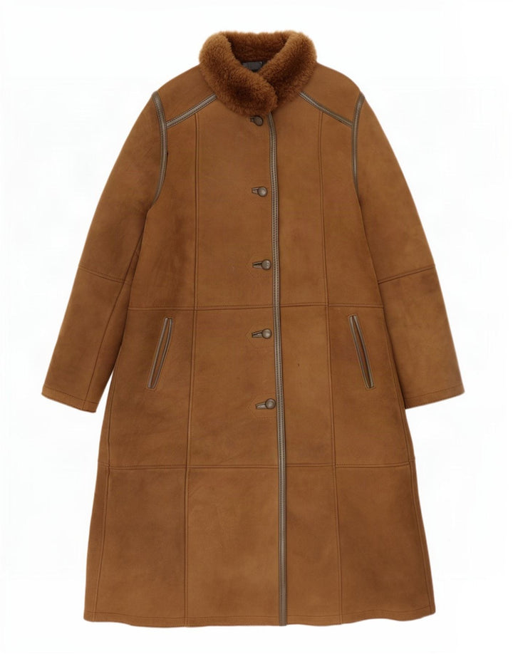 Cappotto in shearling vintage da donna IT 44 Marrone medio