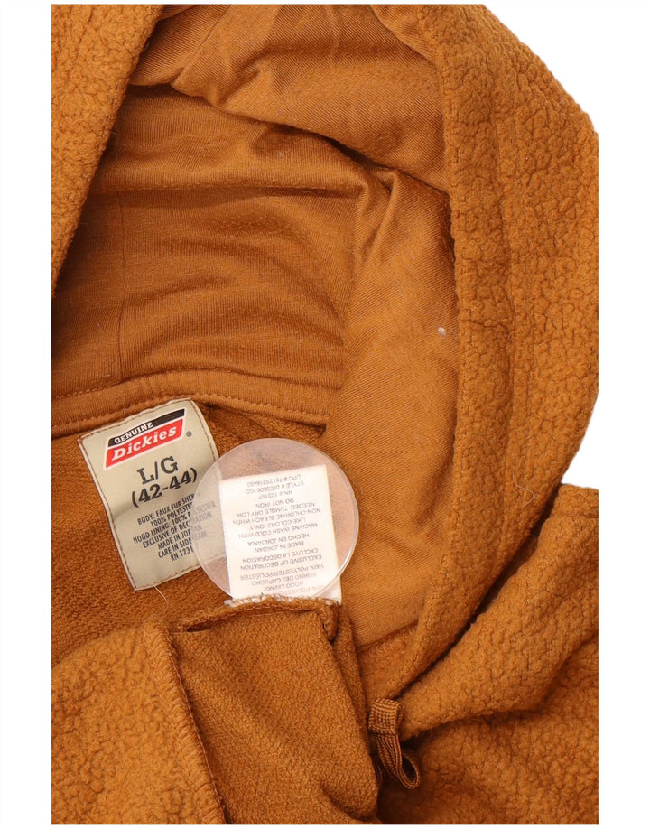 DICKIES Mens Hooded Fleece Jumper Large Brown Polyester
