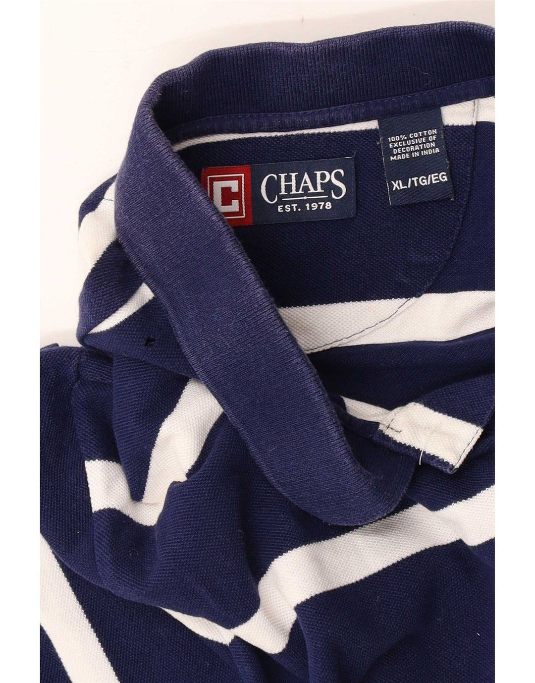 Polo da uomo Chaps XL in cotone a righe blu navy