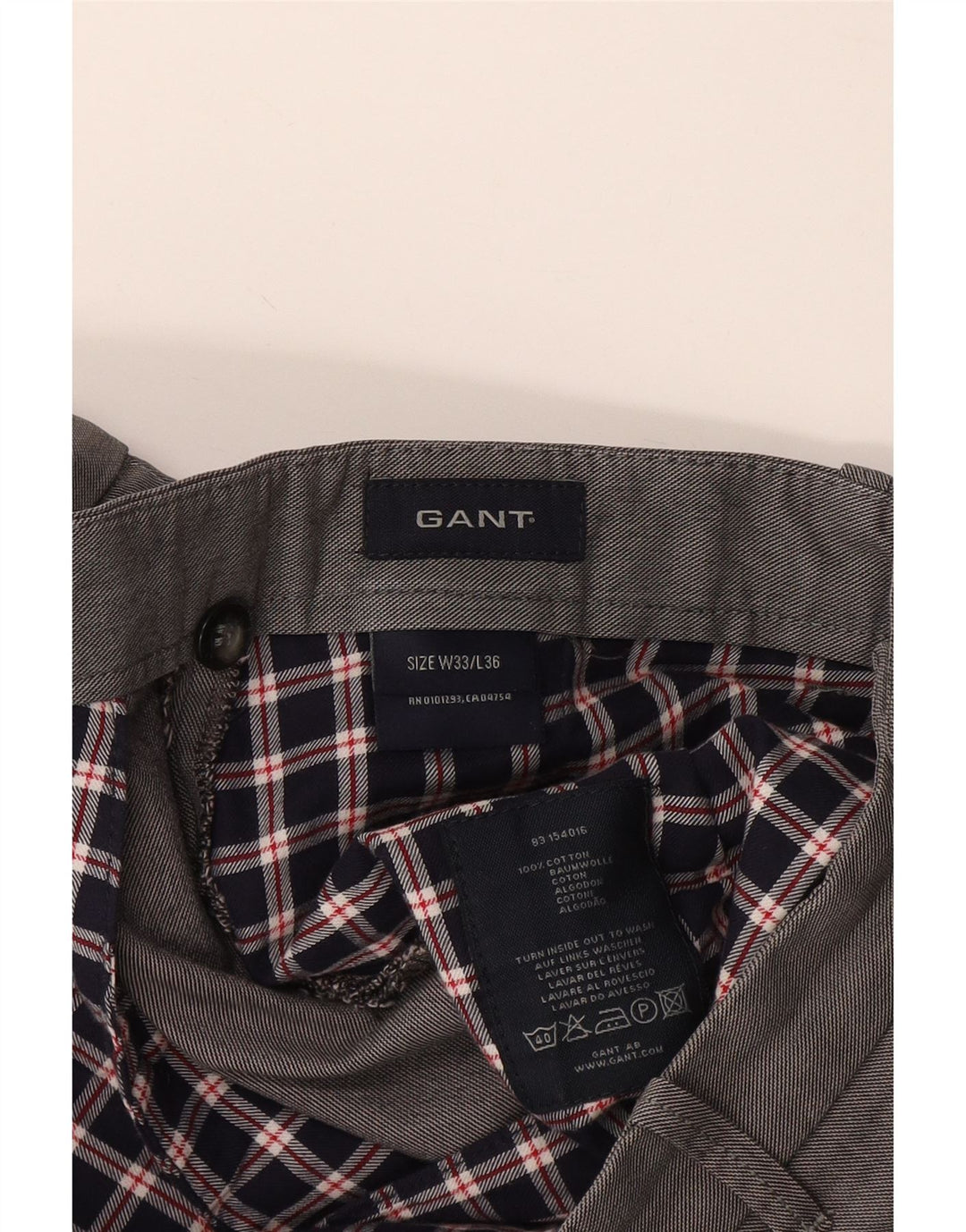Pantaloni chino dritti da uomo Gant W33 L31 in cotone grigio