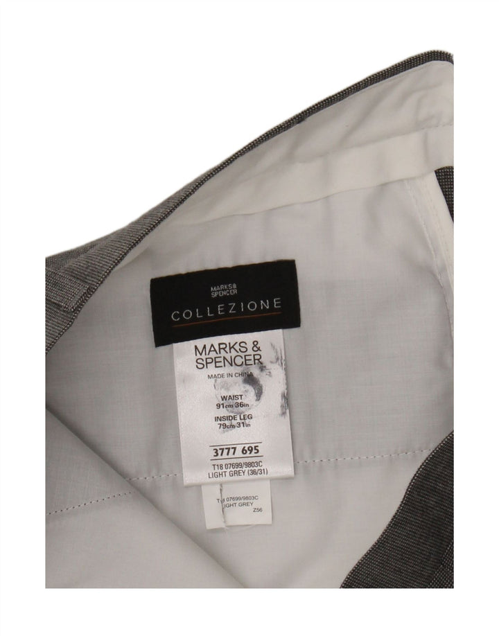 MARKS & SPENCER Mens Straight Casual Trousers  W36 L29 Grey Houndstooth Vintage Marks & Spencer and Second-Hand Marks & Spencer from Messina Hembry 