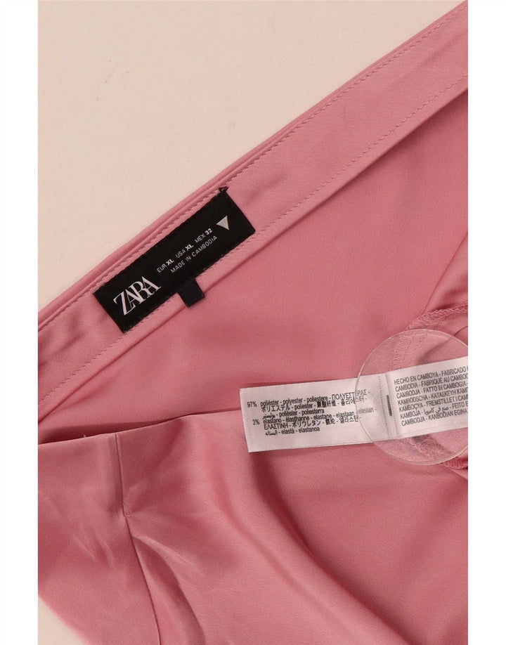 Gonna midi a vita alta da donna Zara XL W32 rosa poliestere
