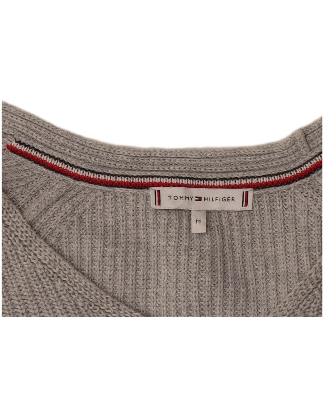 Maglione maglione con scollo a V da donna Tommy Hilfiger UK 14 Grigio medio