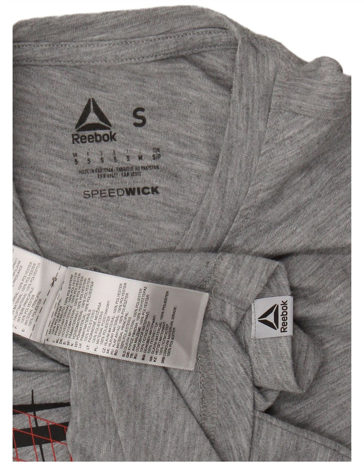 T-shirt grafica da uomo REEBOK Top piccolo in poliestere chiazzato grigio