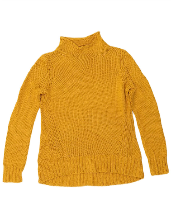 J. CREW Maglione da donna con collo dolcevita UK 10 Piccolo cotone giallo