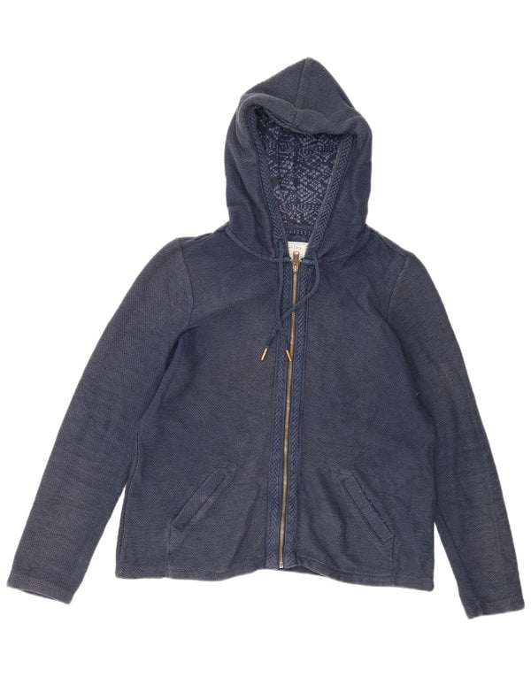 FAT FACE Maglione cardigan con cappuccio da donna UK 14 Grande cotone blu navy