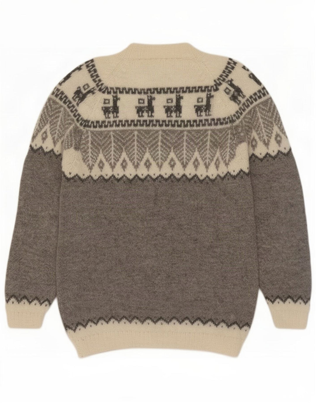 Maglione vintage da uomo girocollo girocollo grigio medio Fair Isle