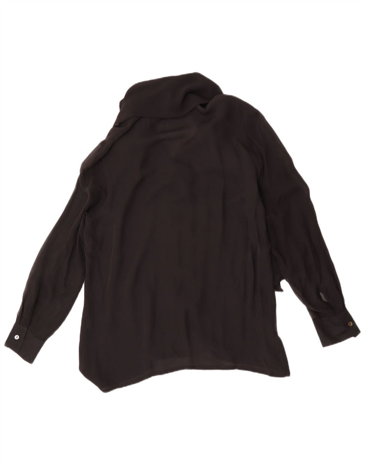 Blunauta Donna Camicia con Cravatta sul Davanti IT 44 Media Seta Nera