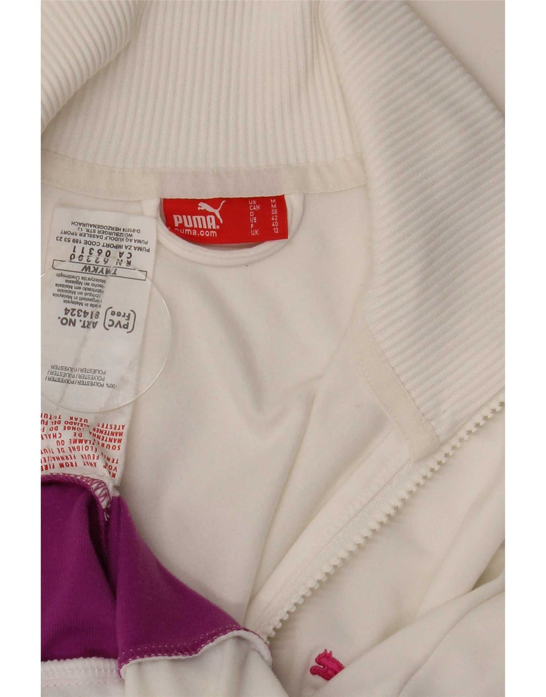 Giacca da tuta da donna Puma UK 12 Poliestere color block bianco medio
