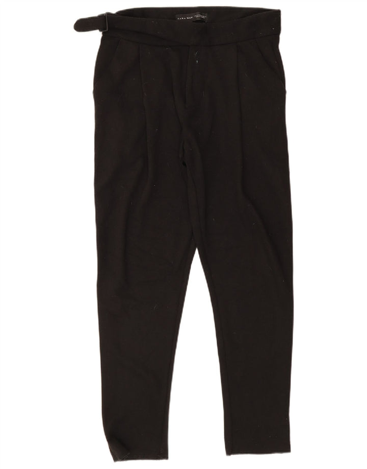 Pantaloni da abito affusolati da uomo Zara medi W31 L27 poliestere nero