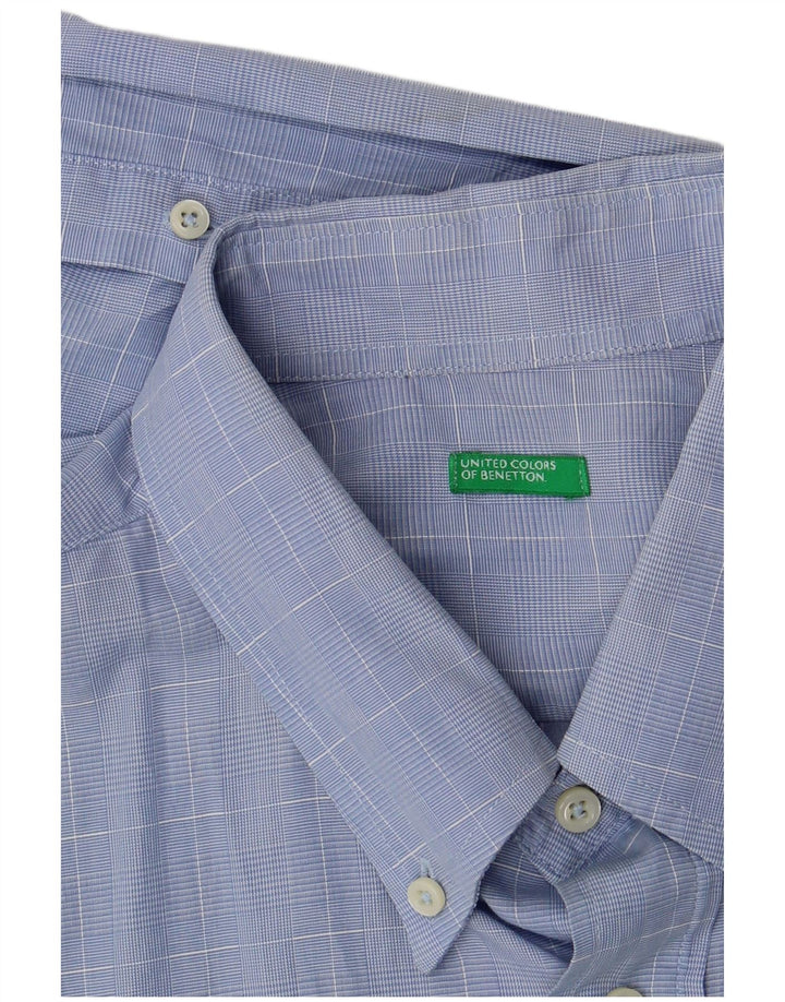 Camicia Benetton Uomo A Quadri Grandi Blu
