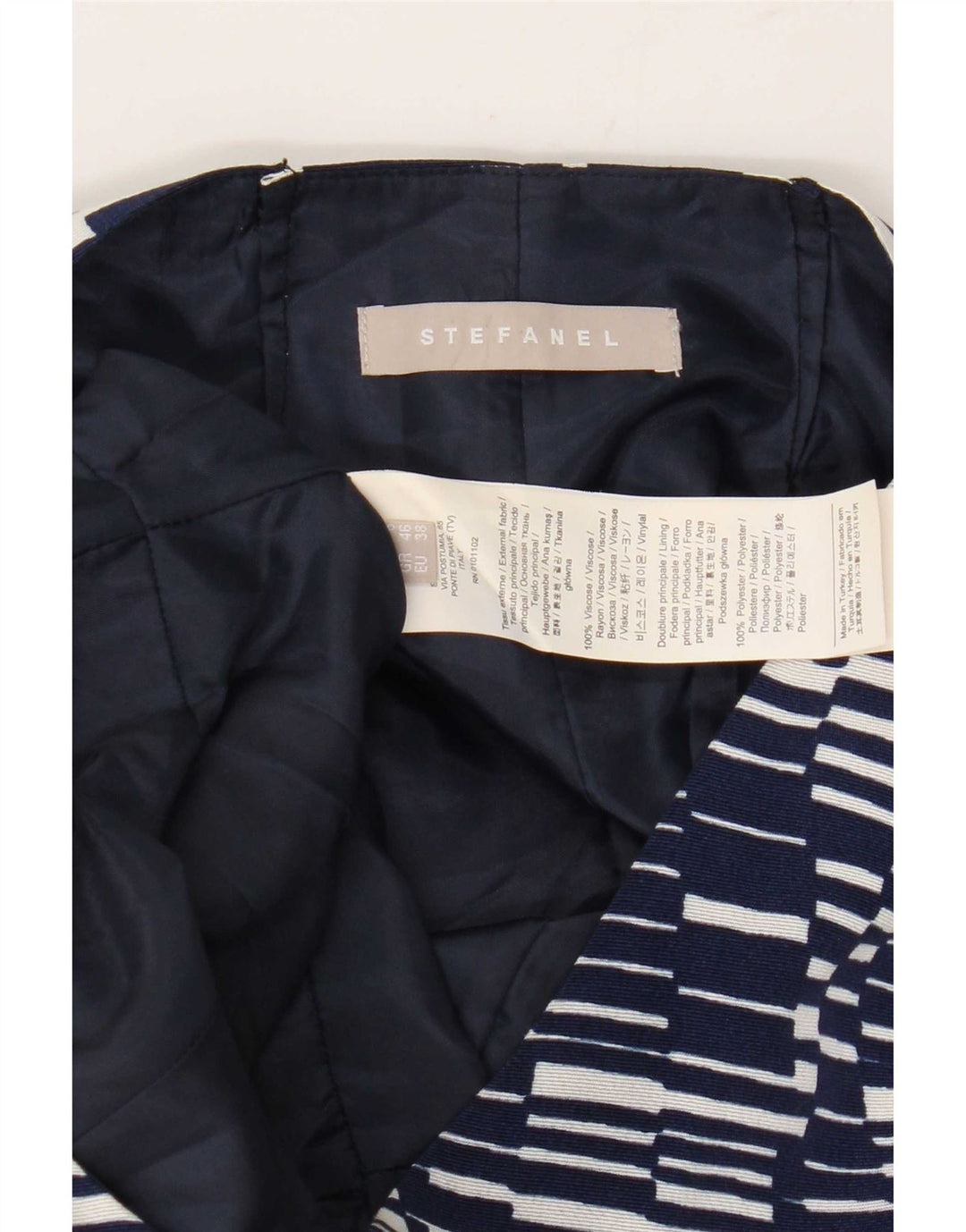 Abito tubino senza maniche da donna Stefanel EU 38 medio blu navy geometrico