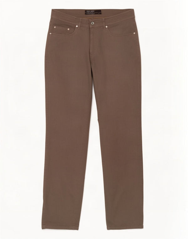 Pantaloni casual dritti da uomo Pierre Cardin Lyon W34 L32 cotone marrone