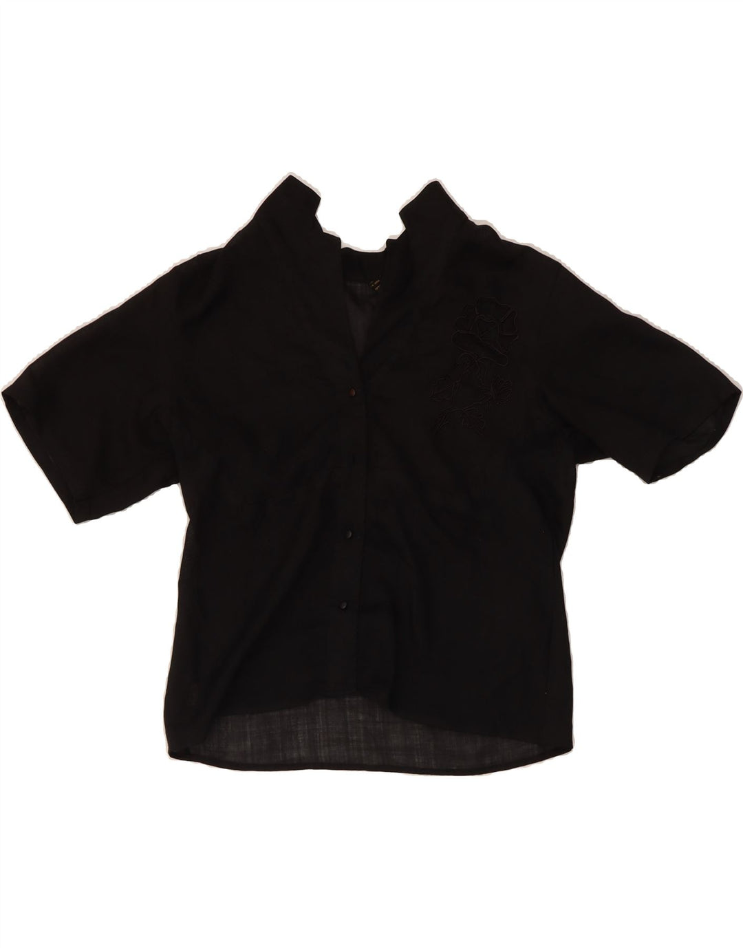 VINTAGE Womens Short Sleeve Shirt Blouse EU 46 XL Black Vintage Vintage and Second-Hand Vintage from Messina Hembry 