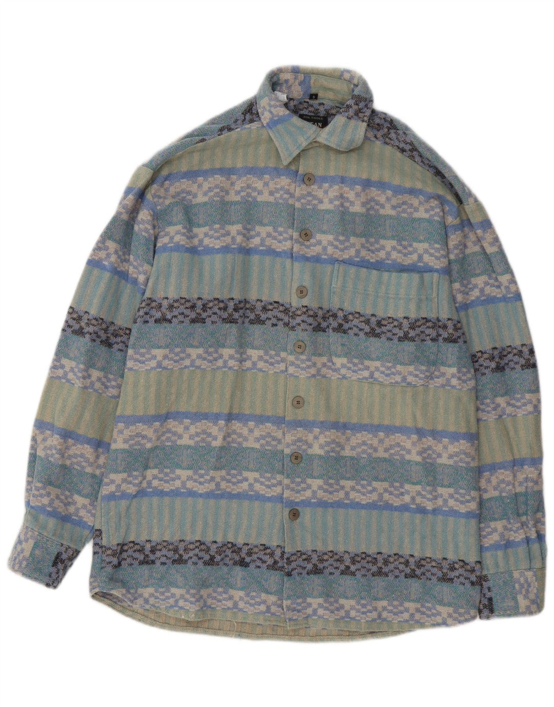 Jean chatel Camicia da uomo overshirt taglia 37/38 piccola geometrica multicolore