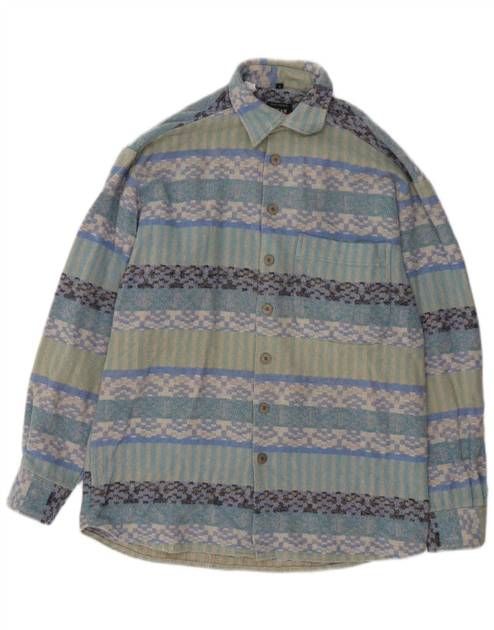 Jean chatel Camicia da uomo overshirt taglia 37/38 piccola geometrica multicolore