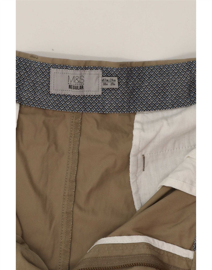 Pantaloni casual vestibilità regolare da uomo Marks & Spencer W38 L29 cotone beige